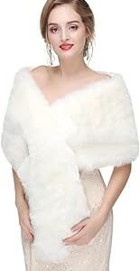 Faux Fur Shawl Wrap Stole Shrug Winter Bridal Wedding Cover Up