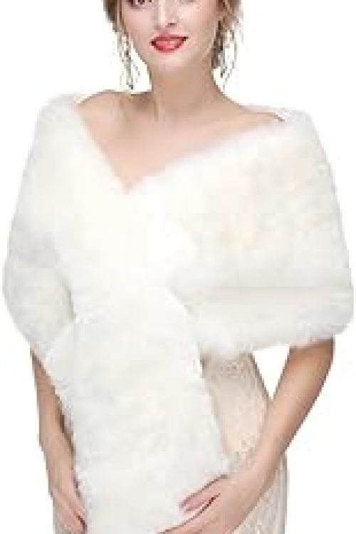 Faux Fur Shawl Wrap Stole Shrug Winter Bridal Wedding Cover Up