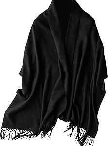 Premium Black Pashmina Shawl & Wrap (White) – Soft, Lightweight, and Stylish Large Scarf for Women