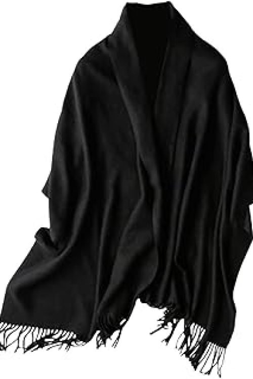 Premium Black Pashmina Shawl & Wrap (White) – Soft, Lightweight, and Stylish Large Scarf for Women