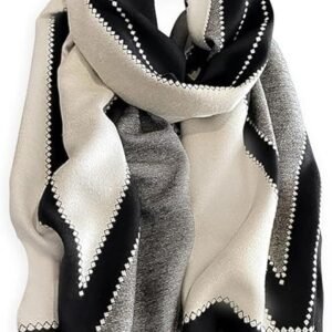 Winter Scarf Cashmere Shawl, Women Men Fashion Geometric Pattern Warm Pashmina Scarf With Tassel Soft Long Wrap Stole