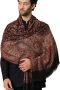 Zamour Large Jacquard Woven Indian Shawl Wrap for Men, Light Weight, Traditional Floral Jaal Patterns Black