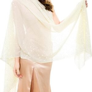 REEMONDE Womens Rhinestones Pashmina Shawls and Wraps for Evening Dresses Chiffon Shawl Sparkly Scarf