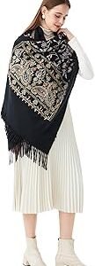 Luxury Shawl for Women - Hand-Stitched Kashmiri Paisley Pashmina Style Wraps and Stole - Oversized Scarf for Women, Wedding Party Wear & Gifts