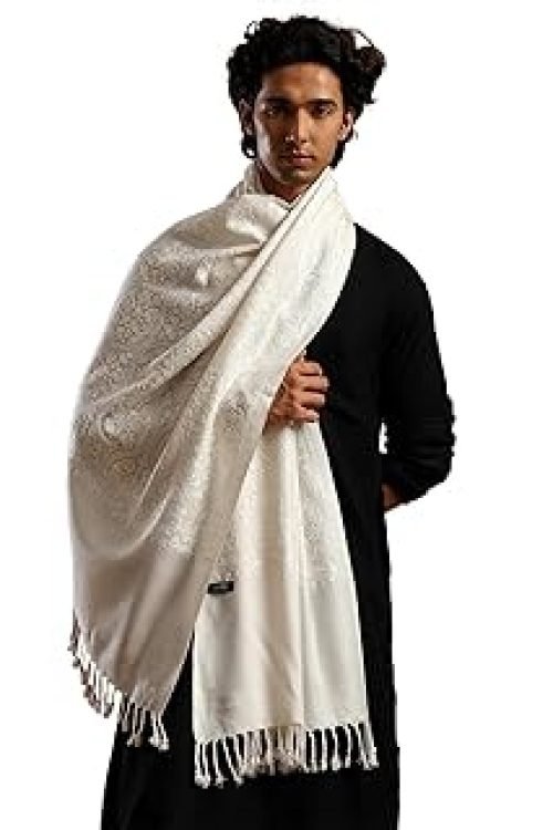 Men’s Tone to Tone Matka Pattern Stole/Scarf/Muffler with Stone Work for Winters