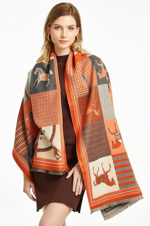 Scarfs for Women Pashmina Shawl Wrap for Evening Dressing Winter Thick Warm Knit Scarf Blanket Open Front Poncho Cape