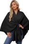 Women's Elegant Shawl Wraps, Soft Open Front Poncho Sweater, Wool Touch Silky Shawl and Wrap, Black Shawl for Evening Dresses, Spring Fall Winter (Classic Black)