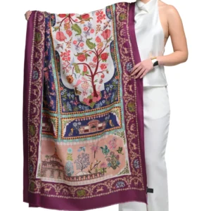 Taroob Shahi Darbar Wool Kalamkari Shawl