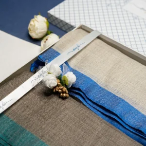 Striped Border Pashminas Stole Combo Set in Pure cashmere wool (Set of 2 - For HIM and for HER)