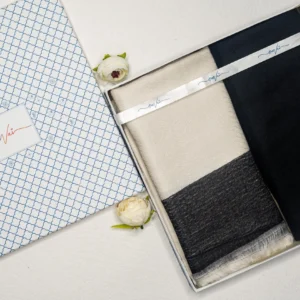 Patterned Pashmina Wrap and Solid Pashmina Combo Gift Set in Pure wool (Set of 2 - For HIM and for HER)