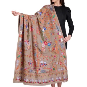 Taroob Heirloom Hand Embroidered Resham Shawl