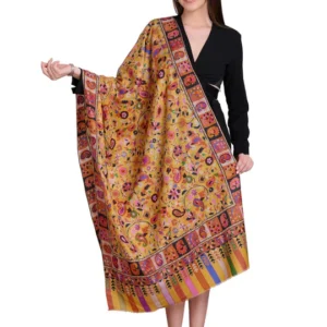 Taroob Embroidered Paisley Scarf, Kalamkari Stole