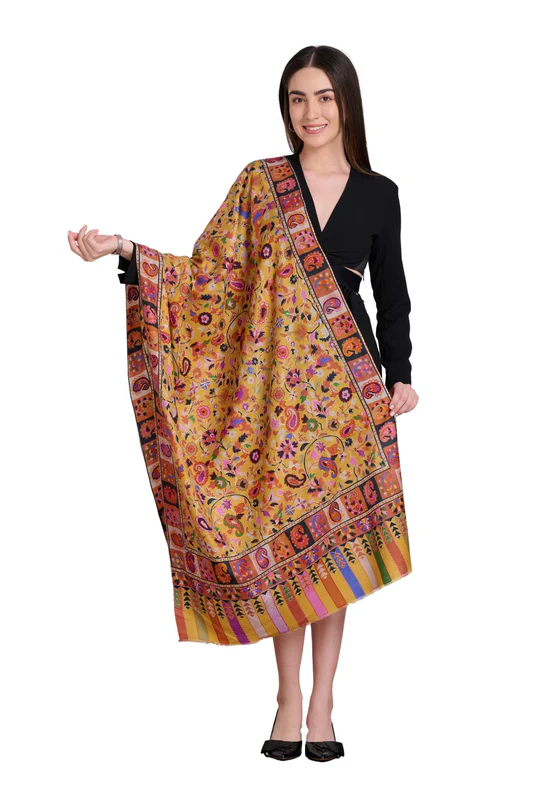 Taroob Embroidered Paisley Scarf, Kalamkari Stole