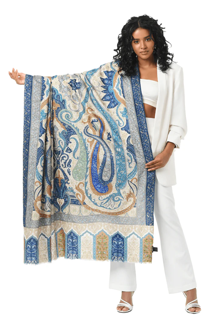 Taroob Majestic Paisley Kalamkari Shawl