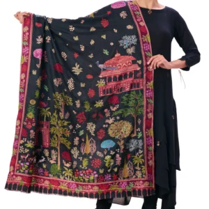 Taroob Women's Nizam Embroidered Kalamkari Shawl