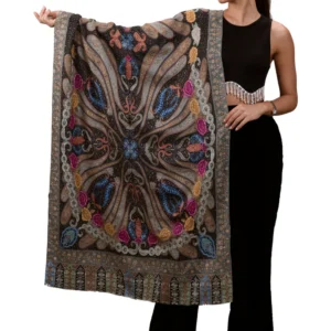 Taroob Women's Kashmiri Embroiered Kalamkari Stole