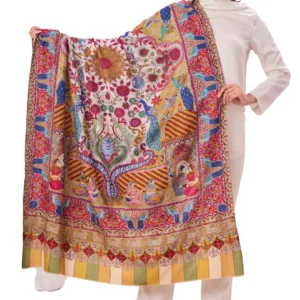 Taroob Magical Mughal Darbar Kalamkari Shawl