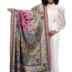 Taroob Fine Wool Multicolor Kalamkari Shawl