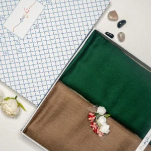 Caramel & Dark Green Solid Pashmina Shawl Combo Gift Set in Pure Cashmere wool (Set of 2 - For HIM and for HER)
