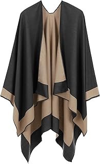 Women's Shawl Wraps Open Front Poncho Cape Oversized Sweaters Casual Cardigan Shawls for Spring Fall Winter Birthday Gifts for Ladies, Black Coffee