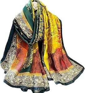 Fashion Scarves, 100% Satin Silk Scarf, Long Lightweight Sunscreen Shawls Wraps for Women Hair Scarves
