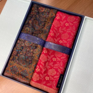His and Her Gift Set of Kaani Stoles With Wooden Gift Box