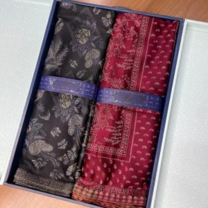 His and Her Gift Set of Kaani Stoles With Wooden Gift Box