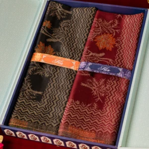 His and Her Gift Set of Kaani Stoles With Wooden Gift Box