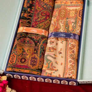 His and Her Gift Set of Kaani Shawls With Wooden Gift Box
