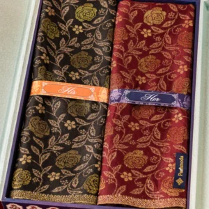 His and Her Gift Set of Kaani Stoles With Wooden Gift Box