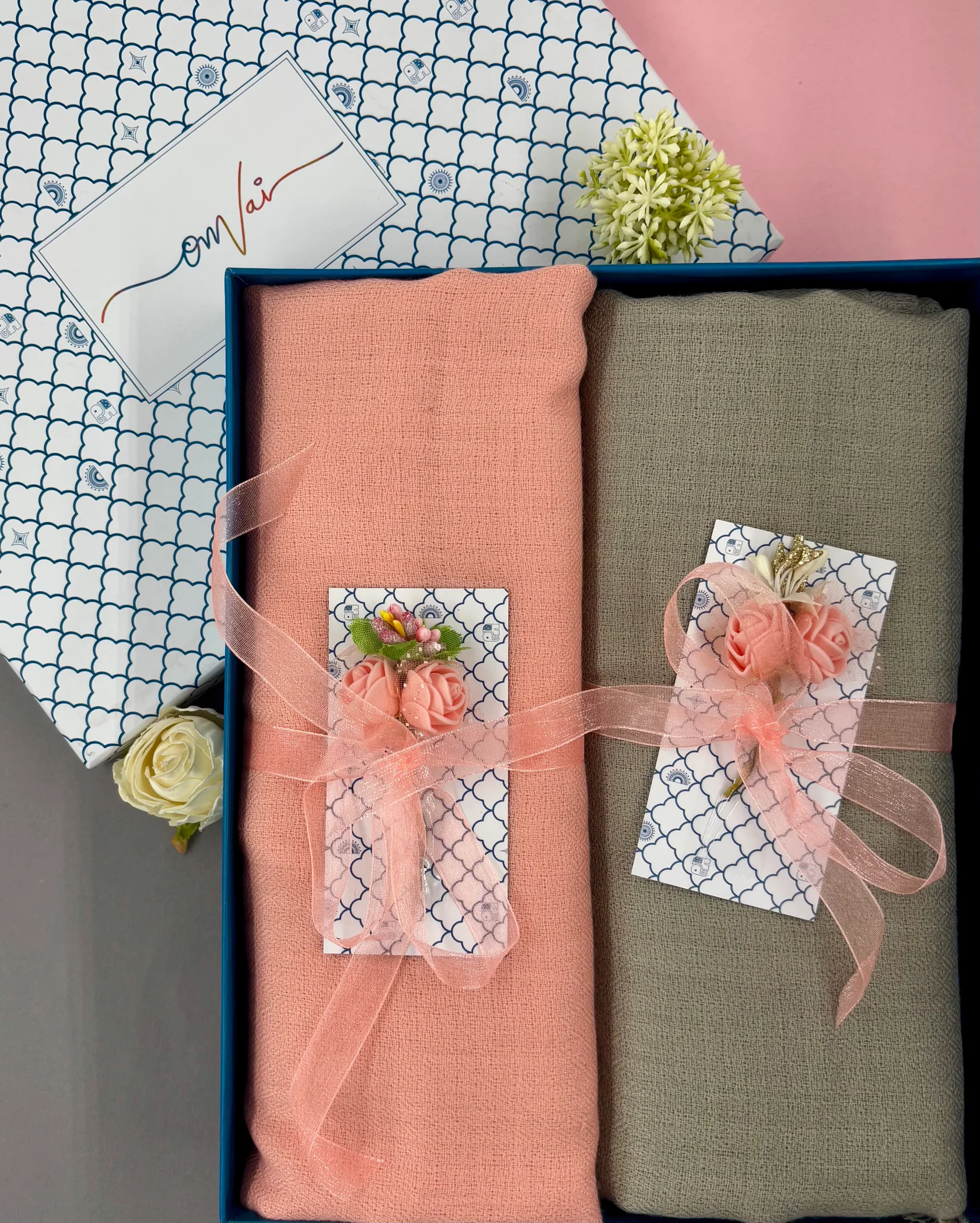 Solid Pashmina Shawl Combo Gift Set in Pure Cashmere wool (Set of 2 - For HIM and for HER)