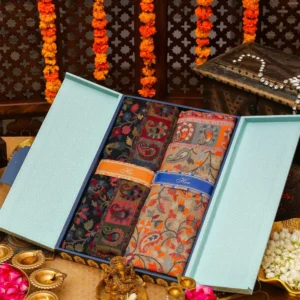 His and Her Gift Set of Kaani Shawls With Wooden Gift Box